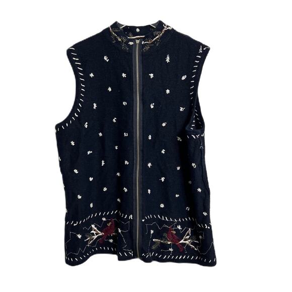 CJ Banks Hand Embroidered Cardinal Winter Sweater Vest 2X - Picture 4 of 6